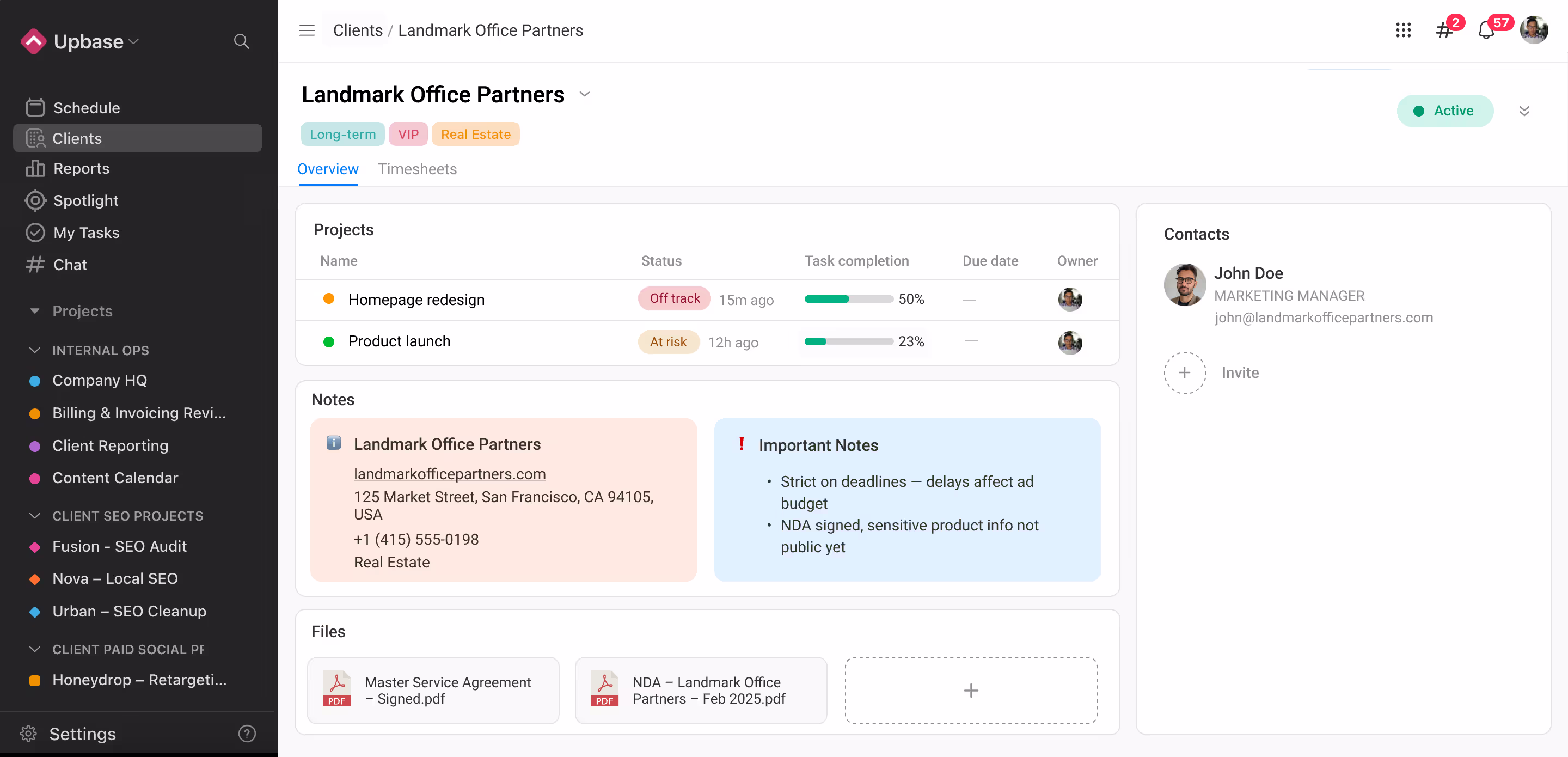 Manage client relationships, not just projects